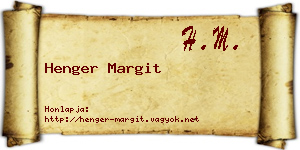 Henger Margit névjegykártya
